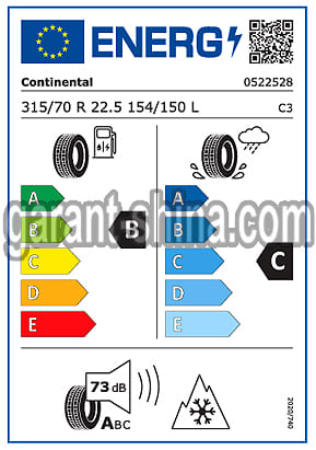 Continental Conti Eco HD5 (приводная) 315/70 R22.5 154/150L 18PR - Фото Европейских характеристик